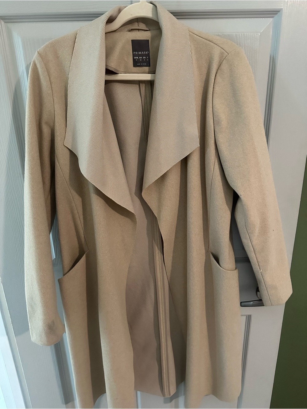 Primark Women's Open Front Trench Coat in Light Beige